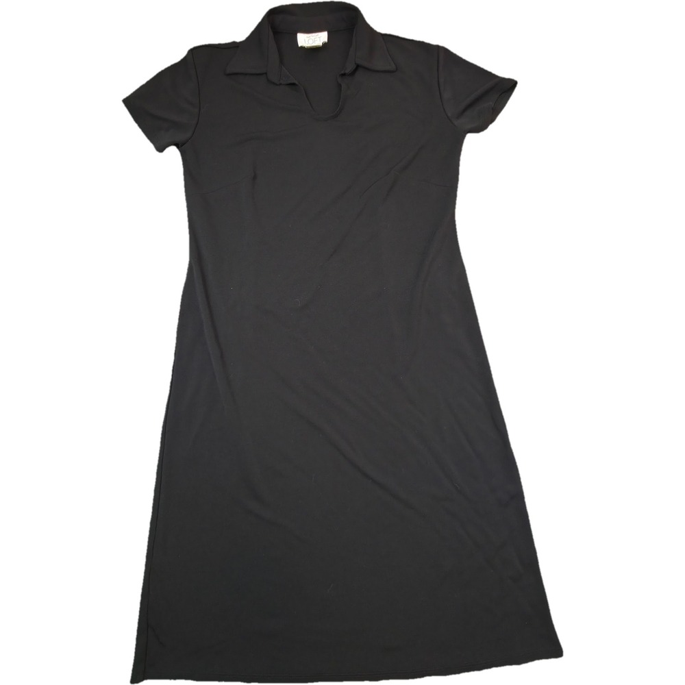 Ann Taylor LOFT Dress Womens XS Black Short Sleeve Polo Collar Mini Excellent‎